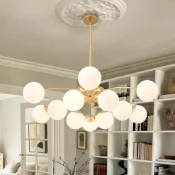 Blossom 12-Light Opal Glass Bubble Semi Flush Chandelier