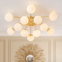 Blossom 12-Light Opal Glass Bubble Semi Flush Chandelier