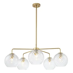 Blue Ribbed Glass Globe 5-light Round Sputnik Chandelier