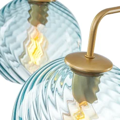 Blue Ribbed Glass Globe 5-light Round Sputnik Chandelier