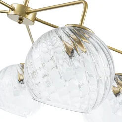 Blue Ribbed Glass Globe 5-light Round Sputnik Chandelier