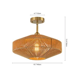 Bohemian Brown Woven Hemp Rope Cage Ceiling Light