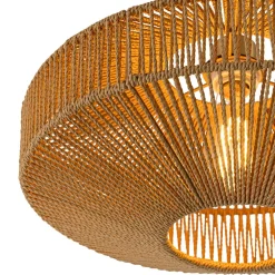 Bohemian Brown Woven Hemp Rope Cage Ceiling Light