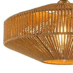 Bohemian Brown Woven Hemp Rope Cage Ceiling Light