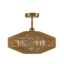 Bohemian Brown Woven Hemp Rope Cage Ceiling Light