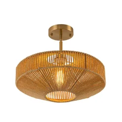 Bohemian Brown Woven Hemp Rope Cage Ceiling Light