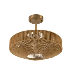 Bohemian Brown Woven Hemp Rope Cage Ceiling Light