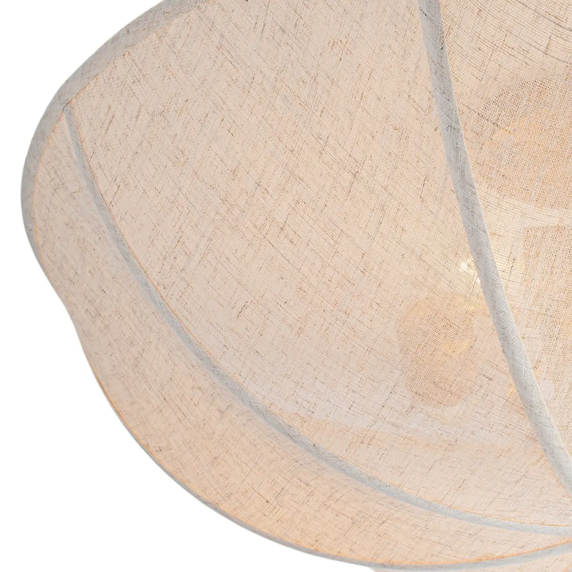 Boho Fabric Linen Round Scalloped Cage Semi Flush Mount