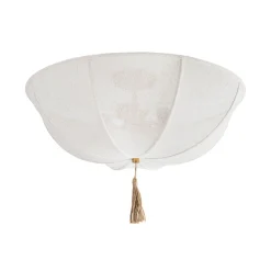 Boho Fabric Linen Round Scalloped Cage Semi Flush Mount
