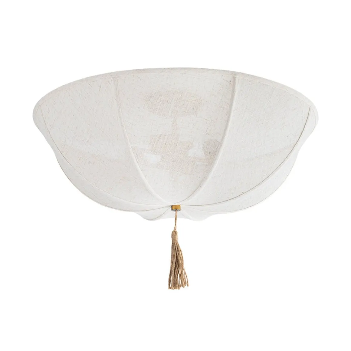 Boho Fabric Linen Round Scalloped Cage Semi Flush Mount