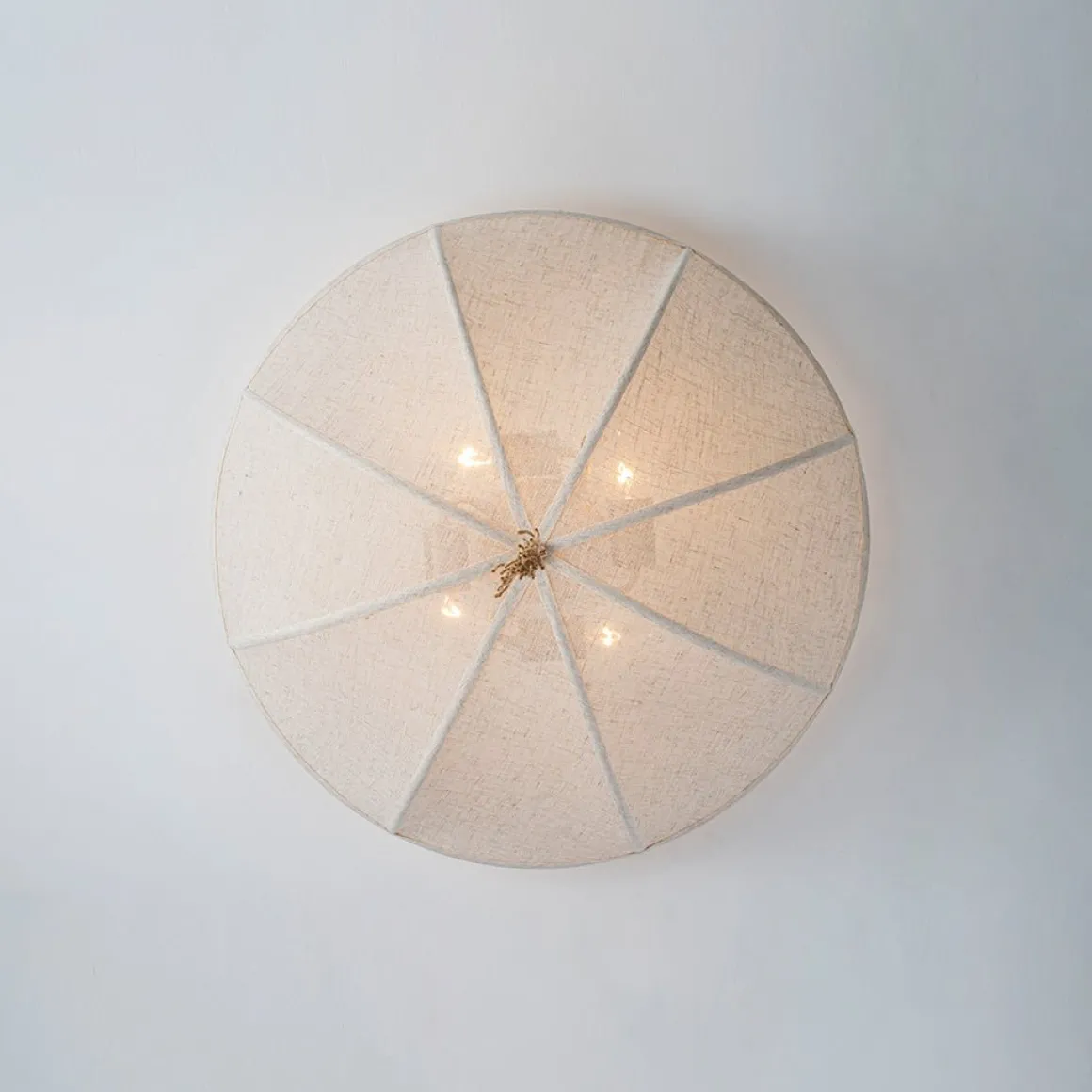 Boho Fabric Linen Round Scalloped Cage Semi Flush Mount