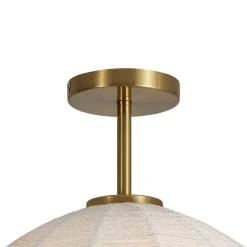 Boho Ivory Woven Thread Dome Cage Semi Flush Mount