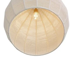 Boho Ivory Woven Thread Dome Cage Semi Flush Mount