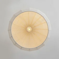 Boho Ivory Woven Thread Dome Cage Semi Flush Mount