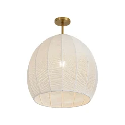 Boho Ivory Woven Thread Dome Cage Semi Flush Mount
