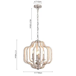 Boho 4-Light Wood Beaded Lantern Pendant