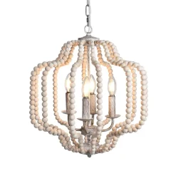 Boho 4-Light Wood Beaded Lantern Pendant