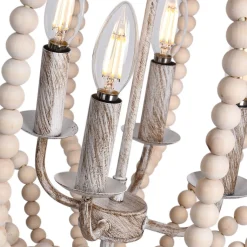 Boho 4-Light Wood Beaded Lantern Pendant