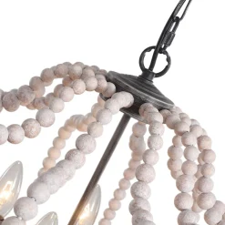 Boho 4-Light Wood Beaded Lantern Pendant