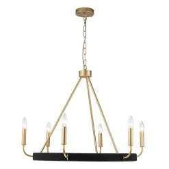 Boho 6-Light Woven String Candle Wagon Wheel Chandelier