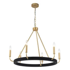 Boho 6-Light Woven String Candle Wagon Wheel Chandelier