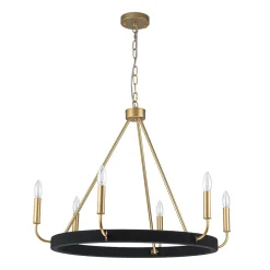 Boho 6-Light Woven String Candle Wagon Wheel Chandelier