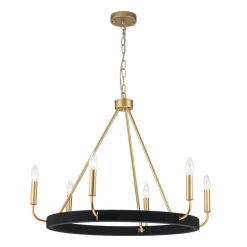 Boho 6-Light Woven String Candle Wagon Wheel Chandelier