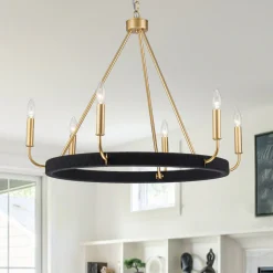 Boho 6-Light Woven String Candle Wagon Wheel Chandelier