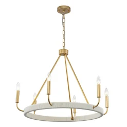 Boho 6-Light Woven String Candle Wagon Wheel Chandelier