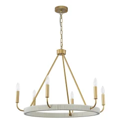 Boho 6-Light Woven String Candle Wagon Wheel Chandelier