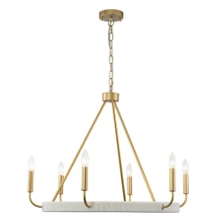 Boho 6-Light Woven String Candle Wagon Wheel Chandelier