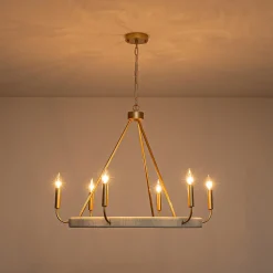 Boho 6-Light Woven String Candle Wagon Wheel Chandelier