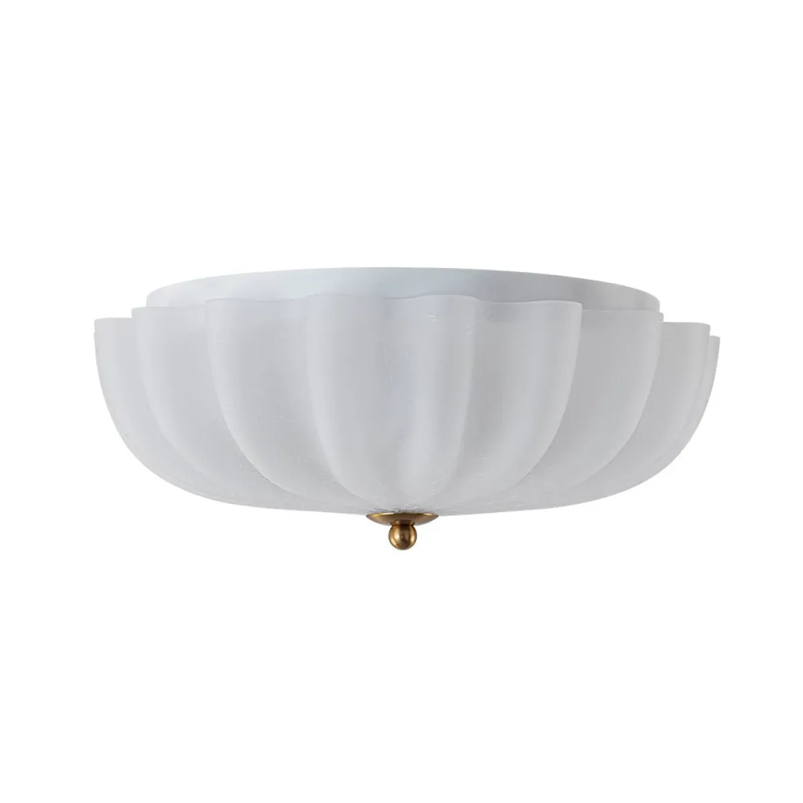 Boho Pleated Flower White Crackled Glass Semi Flush