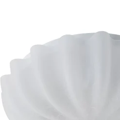 Boho Pleated Flower White Crackled Glass Semi Flush