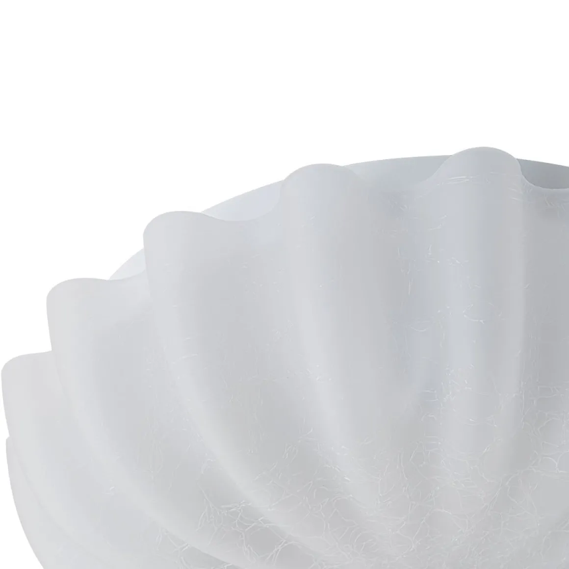 Boho Pleated Flower White Crackled Glass Semi Flush
