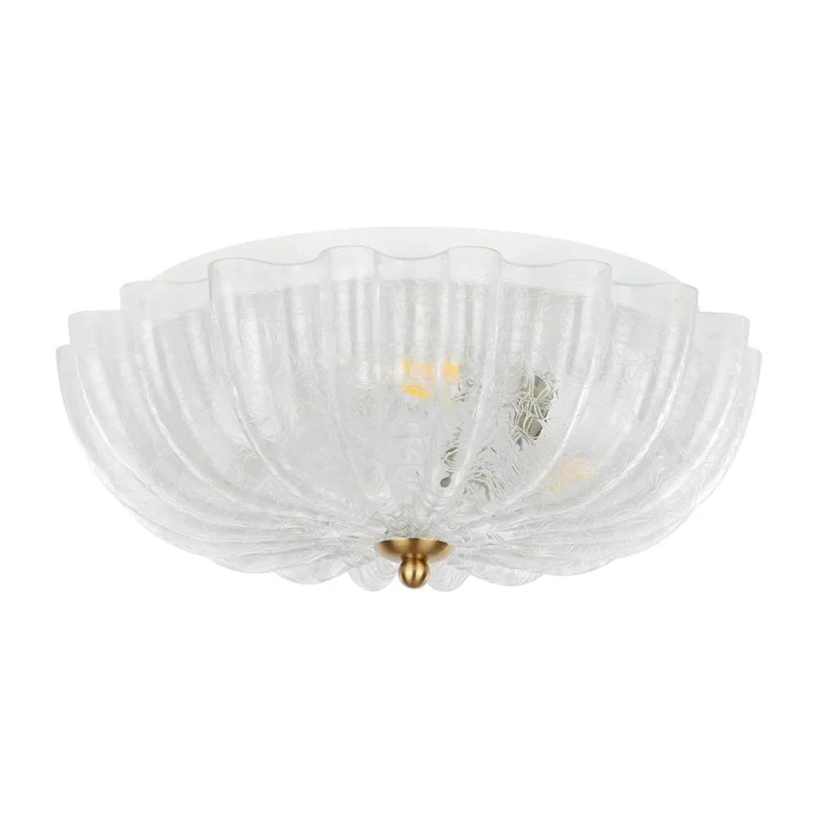 Boho Pleated Flower White Crackled Glass Semi Flush