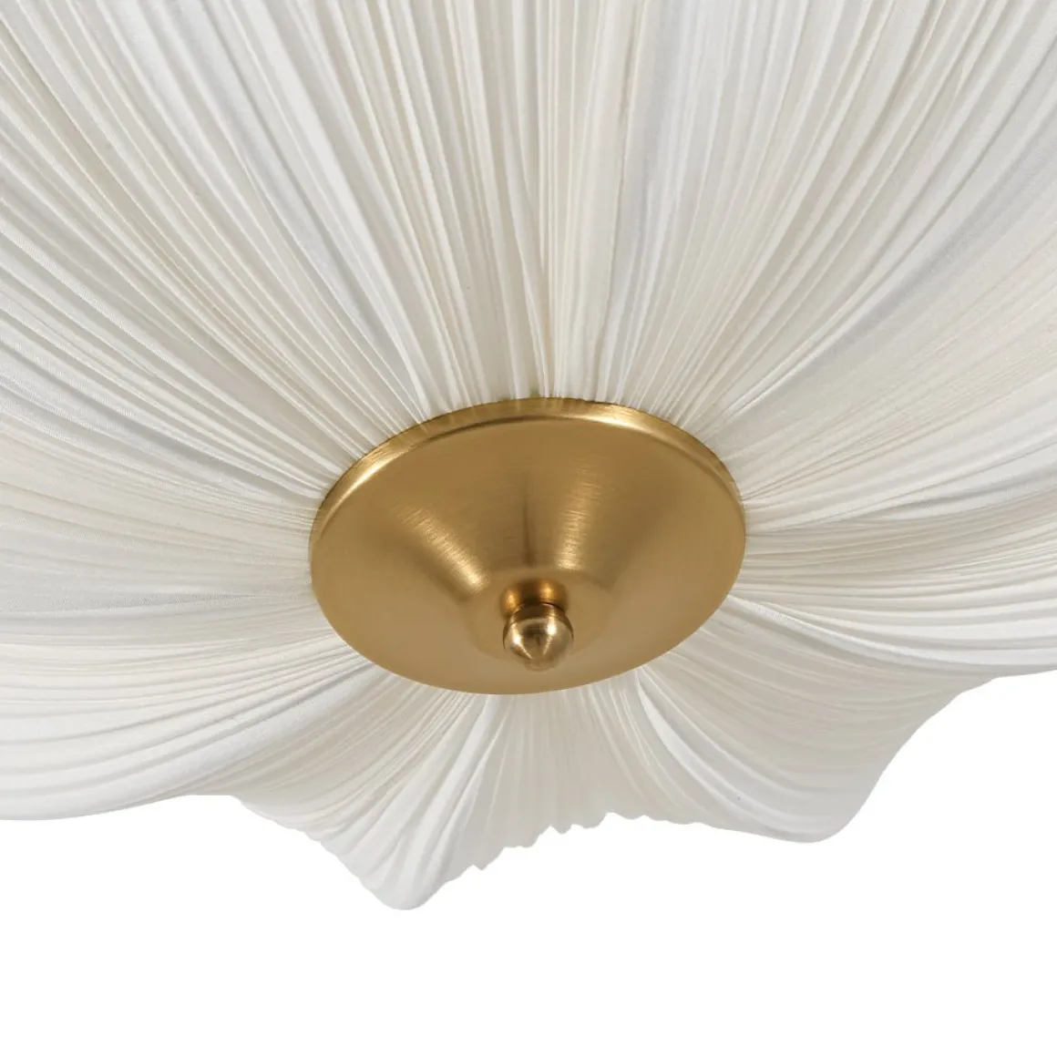 Boho Pleated Flower White Fabric Semi Flush Mount