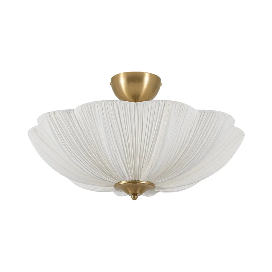 Boho Pleated Flower White Fabric Semi Flush Mount