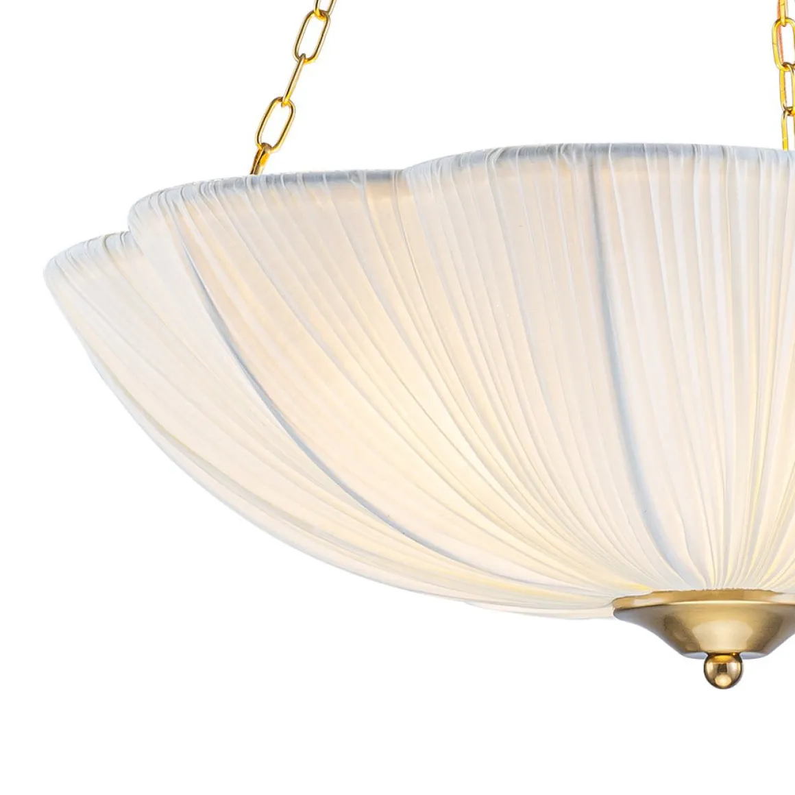 Boho Pleated Flower White Fabric Cage Pendant Light