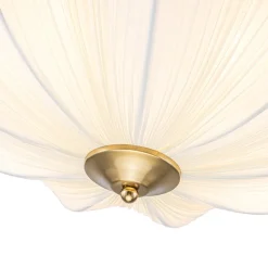 Boho Pleated Flower White Fabric Cage Pendant Light