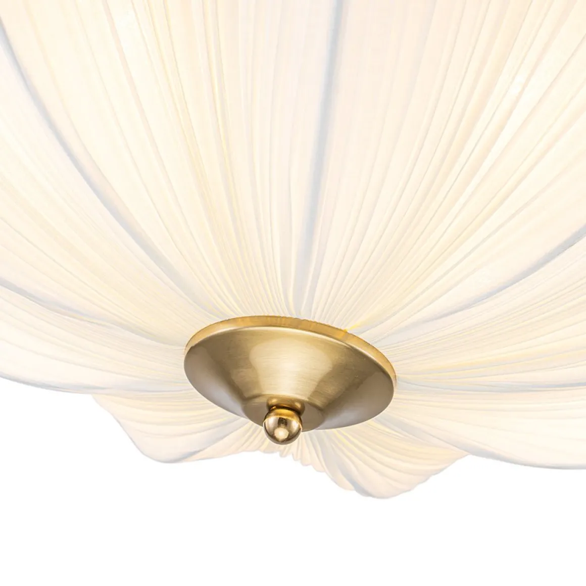 Boho Pleated Flower White Fabric Cage Pendant Light