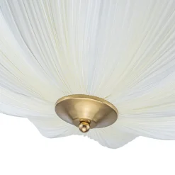Boho Pleated Flower White Fabric Cage Pendant Light