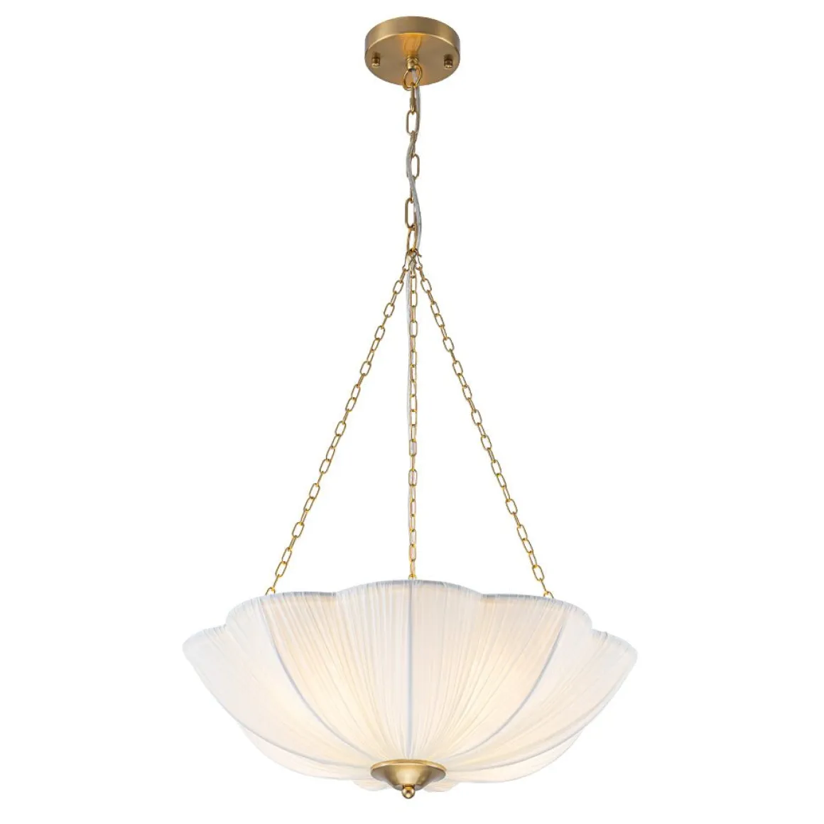 Boho Pleated Flower White Fabric Cage Pendant Light