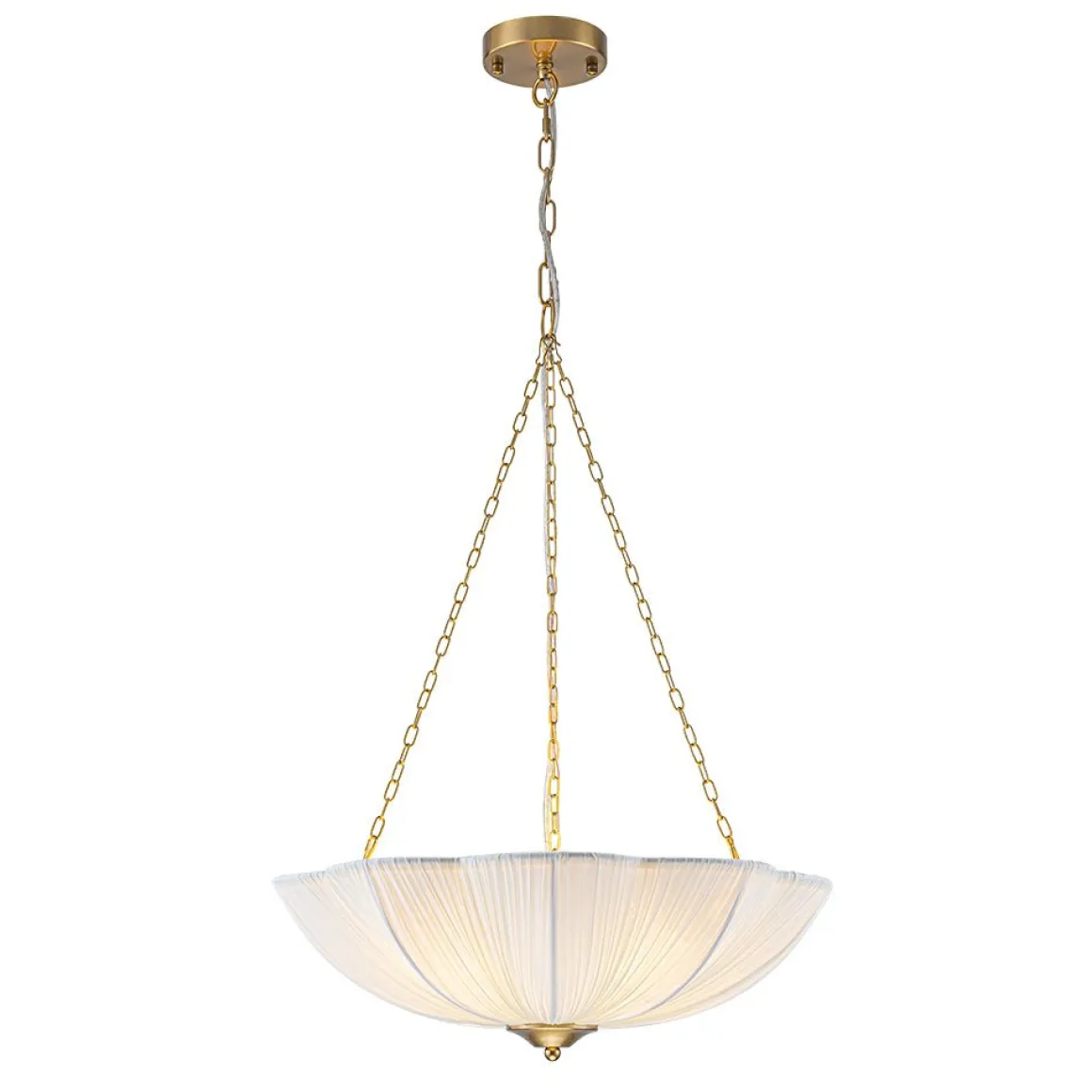 Boho Pleated Flower White Fabric Cage Pendant Light