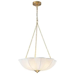 Boho Pleated Flower White Fabric Cage Pendant Light