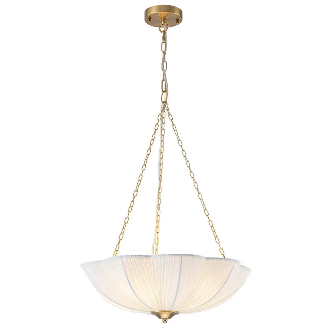 Boho Pleated Flower White Fabric Cage Pendant Light
