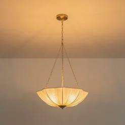 Boho Pleated Flower White Fabric Cage Pendant Light