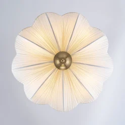 Boho Pleated Flower White Fabric Cage Pendant Light