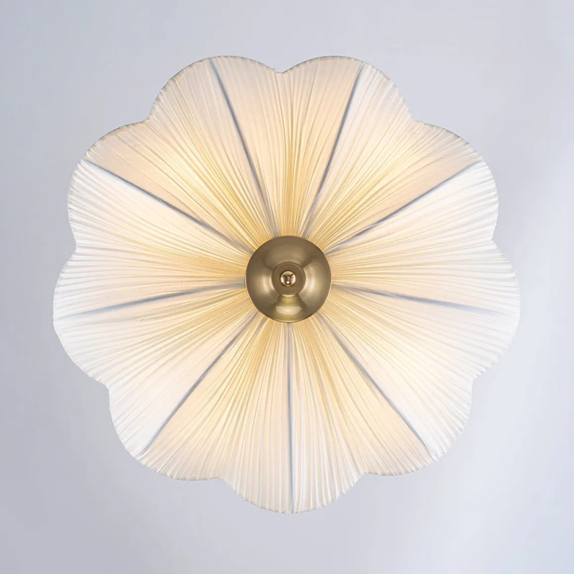 Boho Pleated Flower White Fabric Cage Pendant Light