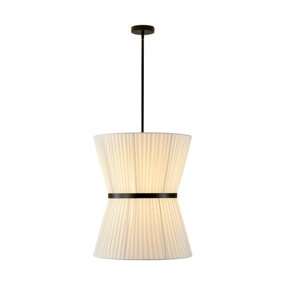 Boho 2-Tier White Fabric Tapered Drum Pendant Light